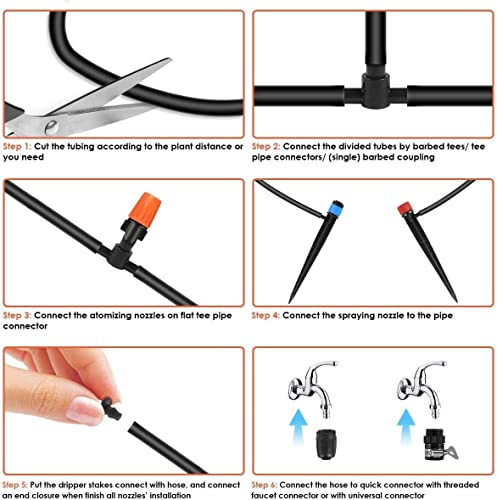 Drip Irrigation Kit, 43M/141Ft Garden System With 1/4'' Blank Distribution Pipe Watering Kit/Diy Water Saving Automatic Equipment Kit For Garden, Indoor Plants, Outdoor Indoor, No Leak, Black #TOP2