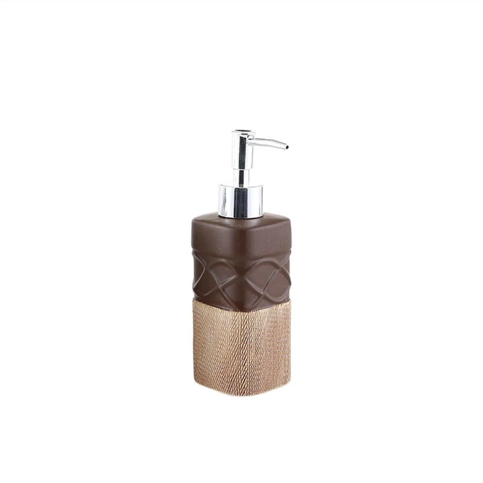 Yuue Brown Empty Barthroom And Dish Soap Dispenser Ceramic For Lotion Bathroom Kitchen Dishwashing Frosted Pump Empty Decor For Counter(Brown)