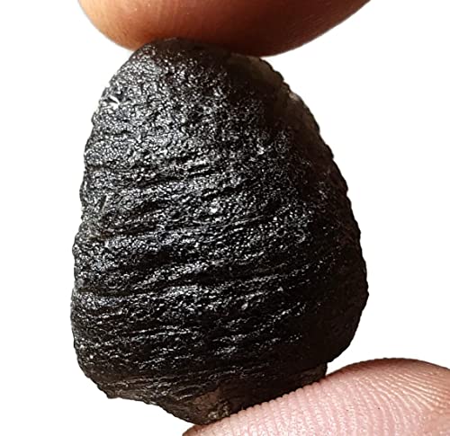 Top-Rock-Shop 1Pc Agni Manitite 25Mm Pearl Of The Divine Fire Rare Pseudo Tektite Aa-Grade Translucent Natural Healing Crystal Gemstone Specimen From Indonesia, Black, Grey, White, #TOP2