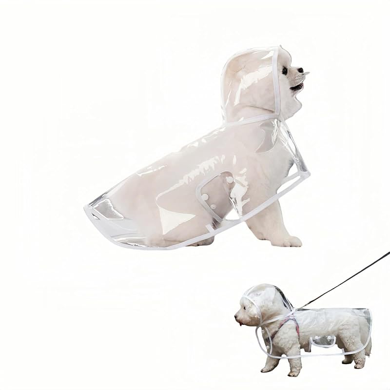 Capa de Chuva Transparente para Cães em PVC com Capuz e Abertura para Guia BUBBLE-FLY, Tamanho XX-Large