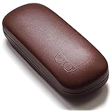 メイガン(Meigan) 【Amazon.co.jp限定】 メガネケース メタル ハード ラウンド コンパクト おしゃれ フェイクレザー 革 生地 おしゃれ ワンポイント 眼鏡刻印 モチーフ メンズ レディース 兼用 レザー ブラウン フェイクレザー 023235P0 02