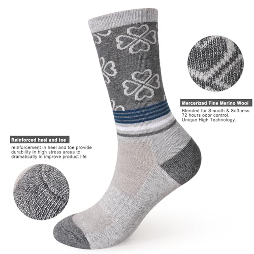 Image of EnerWear 4 Pack Women's Merino Wool Outdoor Hiking Trail Crew Sock