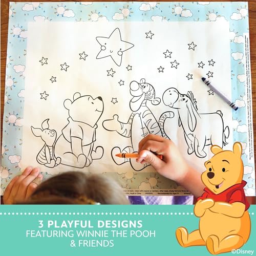 Image of Disney Baby by J.L. Childress ColorMe Disposable Placemats, 24 Pack - Stick on Disposable Placemats for Baby, Toddlers, & Kids, Travel Coloring Activities, Sticky Child Table Mat, Winnie the Pooh