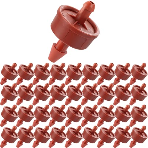 200Pcs 2GPH Pressure Compensating Irrigation Spot Drippers Constant Flow Barb Outlet Watering Dripper Emitters Heads Parts for 1/4 Inch Watering Tubing Line for Garden Pots Plant Irrigation Systems