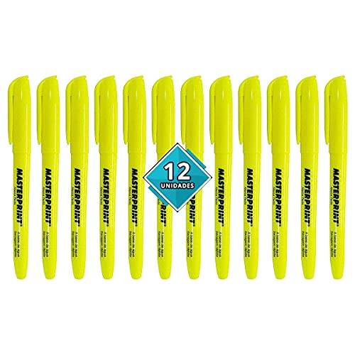 Caneta Marca Texto, Masterprint, Amarela, Caixa com 12