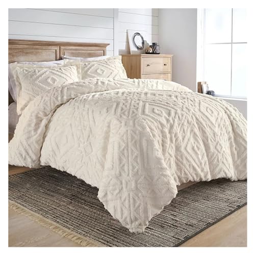 Housse de couette Plein Reine parure de lit 3 pièces pour lit double