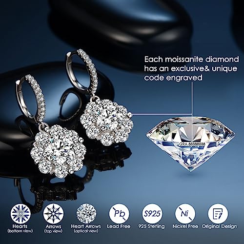 Diamond Earrings For Women, Hoop Earrings, 1Ct-3Ct Moissanite Earrings, Gifts For Wife Mom Girlfriend, Anniversary Jewelry Present For Wife, Birthday Valentines Gifts, 18K White Gold Plated Silver ( 1.0 Carats 0.5 Ct Each ) #TOP3