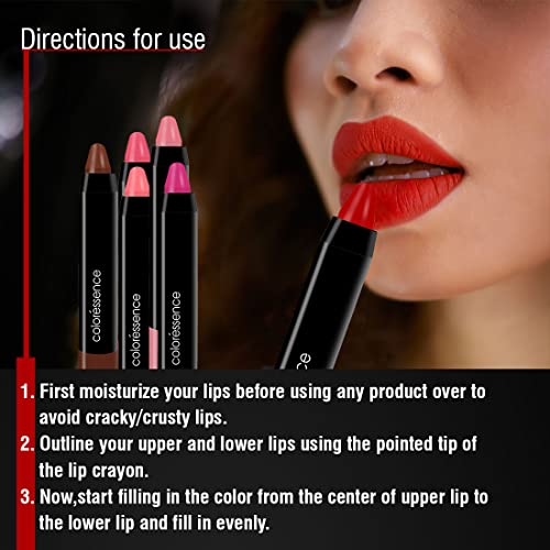 Image of Coloressence High Pigment Matte Lip Pencil Vitamins and Oxidant Infused 12 Hour Long Stay Smudge Proof Waterproof Lips Crayon - Cinnabar