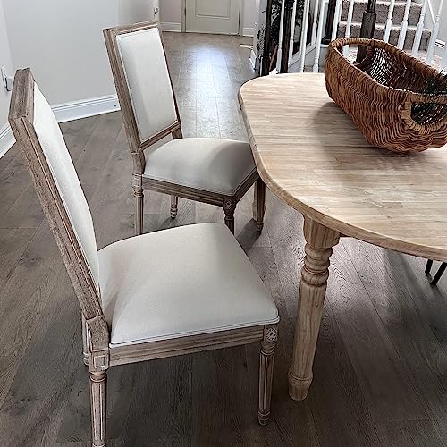 Furniliving French Country Dining Chairs Set Of 2, Upholstered Dining Room Chairs With Back Farmhouse Kitchen Chairs For Living Room, Kitchen, Restaurant (Beige-Square) #TOP1