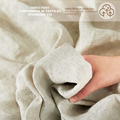 Berklan Linen Sheets Queen Size 100% French Natural Flax With Stone Washed 16 Inch Deep Pocket Ultra Breathable (1 Flat, 1 Fitted Sheet And 2 Pillowcases Natural Linen Queen) #TOP6