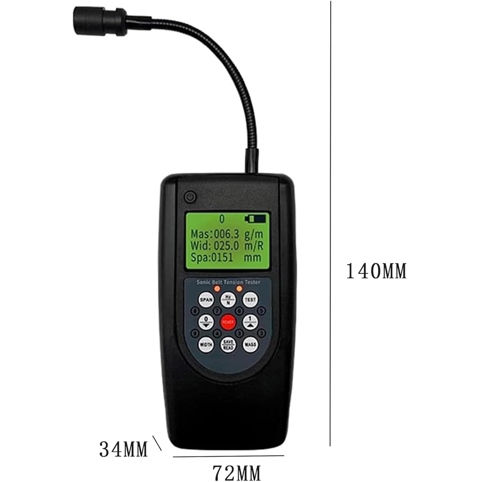 MObyat Cyfrowy pasek tensjometru silnika, tester napięcia paska z wyświetlaczem LCD, 10-500 Hz, wysoka dokładność ± 1 Hz, 20 parametrów pamięci podwójny wyświetlacz, do regulacji napięcia pasa maszyn