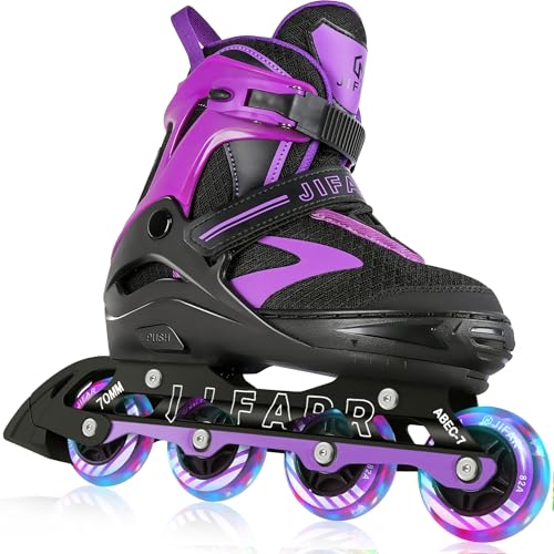 JIFAR Adjustable Inline Skates for Kids Ages 3-5 5-8 6-12, 4 Sizes Adjustable All Light Up Wheels, Beginner Roller Skates for Boys Girls Indoor Outdoor Birthday Gift