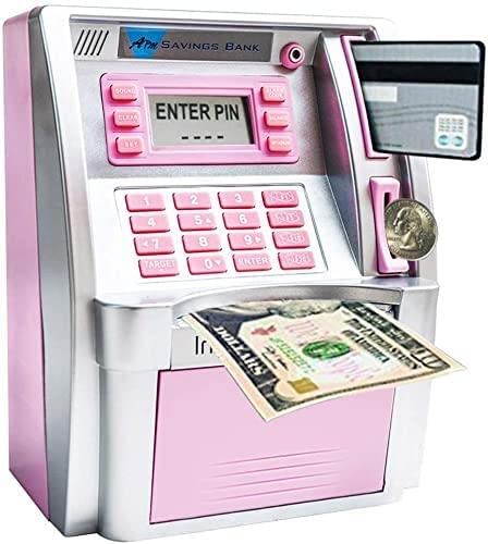 Eobtain Atm Piggy Bank For Real Money Atm Savings Bank For Kids Girls Adults Toy Mini Pink Atm Machine Atm Savings Bank Personal Electronic Atm Bank With Balance Calculator #TOP7
