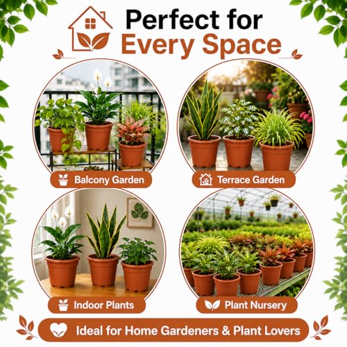 Image of Indian Gardens - 4 inch Indoor (Pack of 10) Plastic Small Colour pots | Plastic Plant Pot for Terrace Garden (Terracotta)
