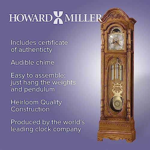 Howard Miller Schultz Grandfather Clock, Golden Finish with Bonnet Pediment Analog Display,Triple-Chime Movement Moon Phase Durable Floor Clock Prefect for Bedroom, Living Room & Home Decor - Thumbnail 5