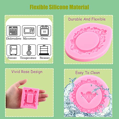 Mujiang Photo Frame Fondant Molds Picture Frames Silicone Mold Vintage Frame Molds For Cake Decorating Cupcake Topper Chocolate Candy Polymer Clay Set Of 4 #TOP1