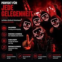 LED Leucht Grusel Maske rot - wie aus Purge steuerbar, für Halloween, Fasching & Karneval als Kostüm für Herren & Damen – Ansicht 6