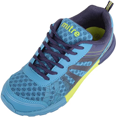ABSOLUTE FOOTWEAR Childrens Kids Juniors Boys Lace Up Lightweight Multi-Coloured Sports Walking Running Trainers Sneakers - Teal/Lime - US Child 5
