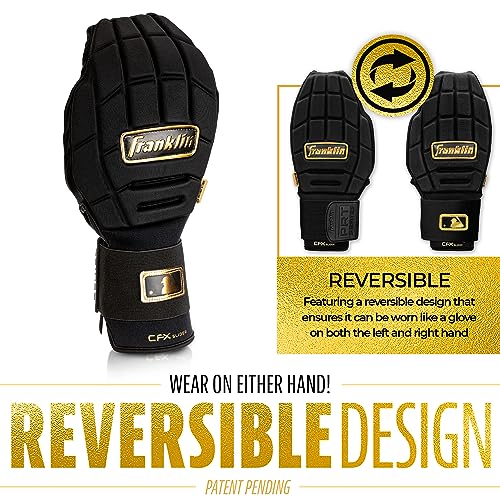 Franklin Sports MLB Baseball + Softball Sliding Mitt - CFX PRT Adult Protective Baserunning Sliding Glove - Left + Right Hand Mitt - Hand + Wrist Protector for Running - Black + Gold - One Size
