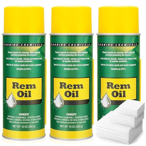 RGNINE 3 Pack Oil Spray 10 Oz Gun Oil And Cleaner - 3x10 Oz Oil Spray Gun Oil Aerosol and Gun Cleaning Patches - Oil Clp Gun Cleaner And Lubricant Aerosol 3x10 Oz + Gun Cleaner Patches 50pcs