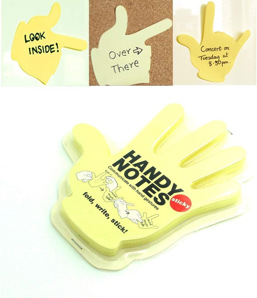 SNUGFXYellow Fold Write Handy Notes Hand Shaped Sticky Notes Sticker 90 Sheets