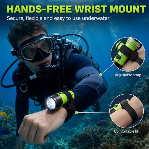 Linterna de buceo recargable portátil para evitar la oscuridad en uso subacuático 5