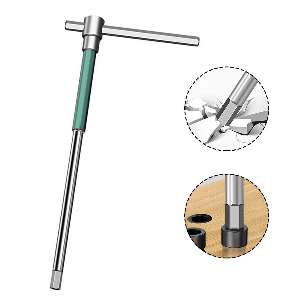 Set di 8 chiavi a T esagonali in acciaio inox con impugnatura rotante per riparazione di mobili e moto, argento