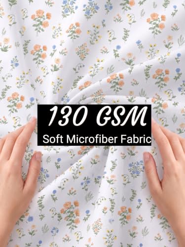 Image of Mafatlal 130 GSM Pearl Luxury Single Bedsheet with 1 Pillow Cover | 60 x 90 Inches | Premium Brushed Microfiber | Soft Feel, Strong Stitching, Easy Maintenance, All Season Bedding | White Floral