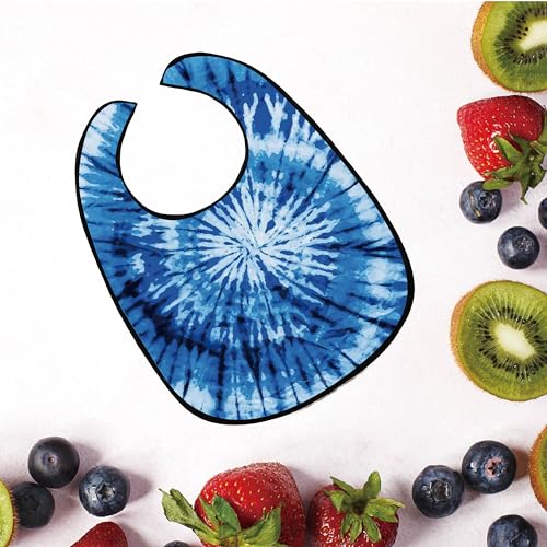 CREATCABIN Adult Bibs for Eating Waterproof Washable Clothing Protectors Canvas Reusable Dining Blue tie dyeing for Elderly Women Men Hospital Disabled Bed Table Eating Feeding 23.6x17.7Inch - Image 4