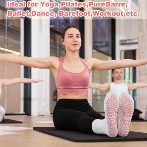 Image of Jspupifip Cute Pilates Socks for Women | Non Slip Yoga Socks with Grips for Barre Workout Athletic Hospital
