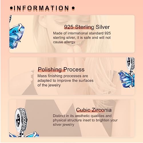 Image of S925 Sterling Silver Rose Gold Romantic Charm Pendant, Gifts for Family Friends Girlfriend, Valentine's Day Birthday Christmas Anniversary, Bracelet Necklace Bead Dangle Charm for Women Jewelry