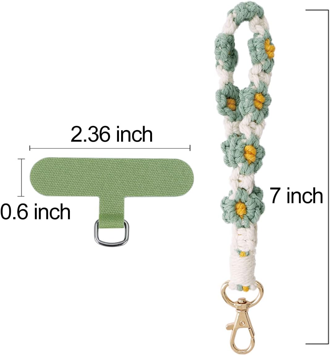 Boho Macrame Phone Wrist Strap, Cell Phone Lanyard with Tether Tab, Keychain Wristlet Charm, Anti-Loss Phone Chain - Image 6