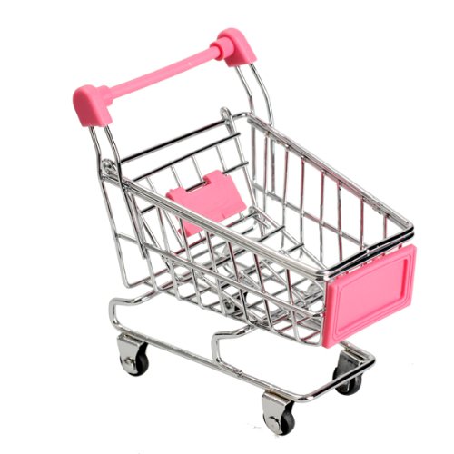 Vktech Mini Shopping Cart Supermarket Handcart Shopping Utility Cart Mode Storage Toy (Pink)