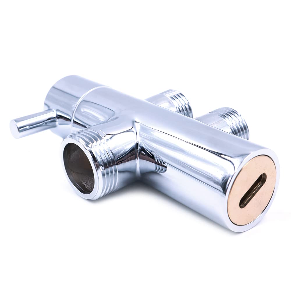 NUZAMAS 3-Wege-Duschschlauchverteiler Messing - Duscharmanschluss Chrom