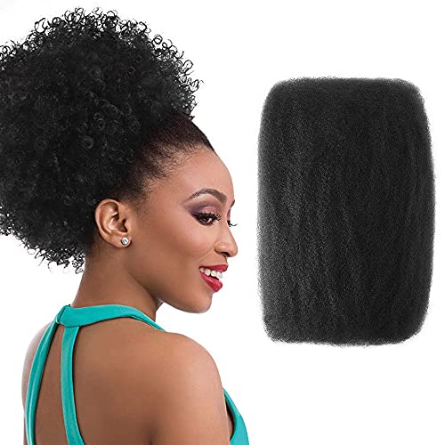 Noverlife 1 Pack 50g/1.76oz Afro Kinky Bulk 30cm/12", Kanekalon Hair Synthetic Fiber Afro Kinky Bundle Bouncy Curly Hair Wigs for Dreadlocks, Twists, Braids, Reggae, Faux Locs, Loc Repair - Jet Black