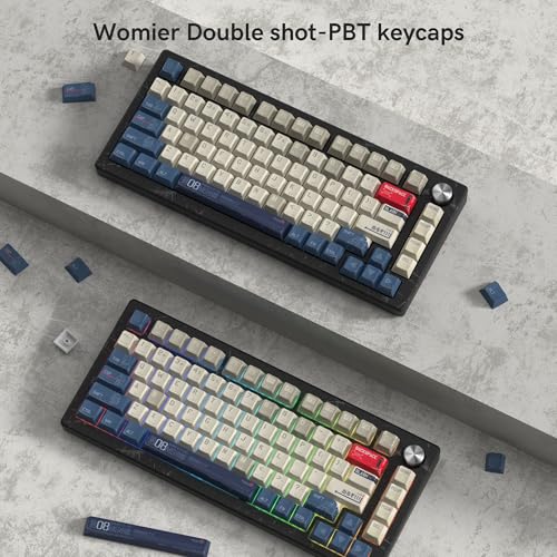 Image of dagaladoo Retro Comic PBT keycaps Set,Cherry Profile Keyboard Keycaps | Beige /Blue key caps,Dye Sublimation,134-keys Custom keycaps for 60% 65% 75% 100% Cherry-MX switch Mechanical Keyboard