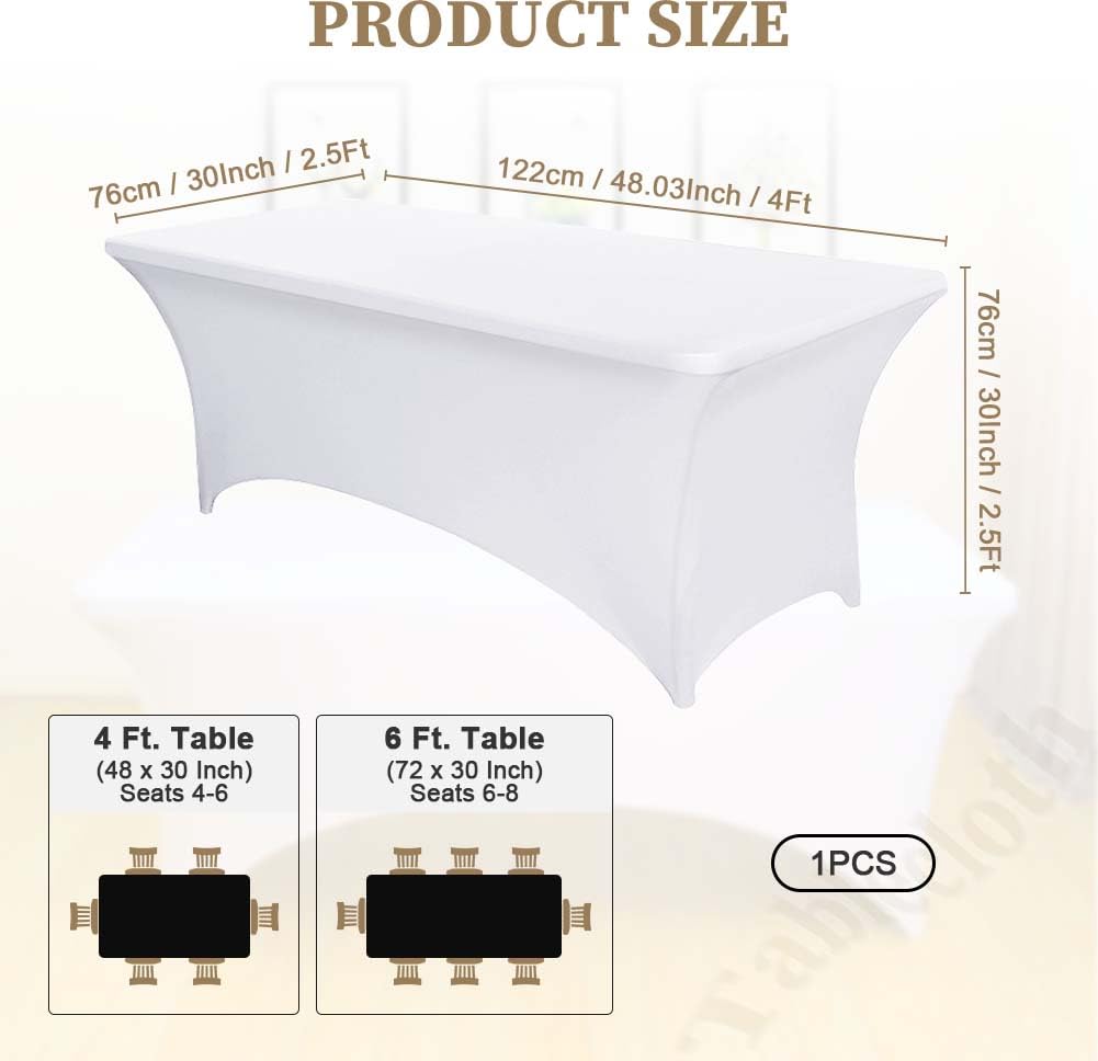 AMFUN 4FT Kitchen Spandex Table Cloth, Stretch Rectangular Table Cloth,Tight - Image 2