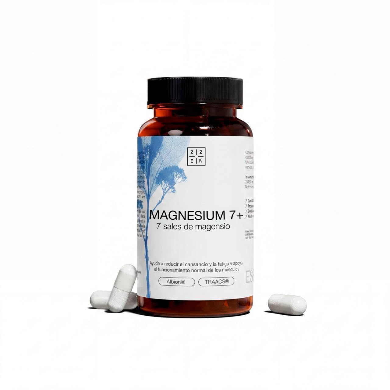 ZZEM Magnesium 7+ Magnesio Completo 249mg - Integratore con Bisglicinato, Malato, Citrato, Carbonato, Taurinato, Glicerofosfato e Gluconato - 60 Capsule Vegane e senza Glutine (Set di 3)