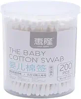 200 Unidades de Cotonete Baby com Hastes Flexíveis de Bambu Algodão para Bebê Nariz Ouvido Sensível