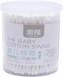 200 Unidades de Cotonete Baby com Hastes Flexíveis de Bambu Algodão para Bebê Nariz Ouvido Sensível
