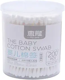 200 Unidades de Cotonete Baby com Hastes Flexíveis de Bambu Algodão para Bebê Nariz Ouvido Sensível