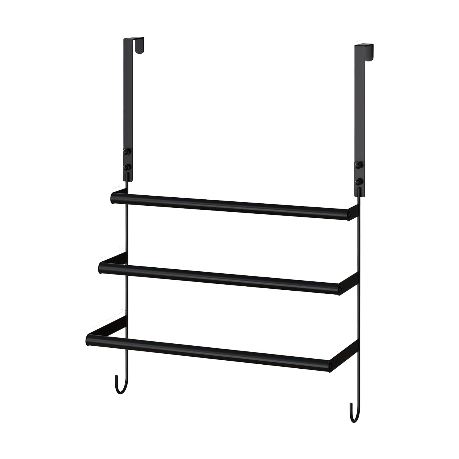 24 Inch Over the Door Towel Rack Featuring Hooks Space Saving Bathroom Solution for Hanging Towels and Accessories Multifunctional Towel Hook