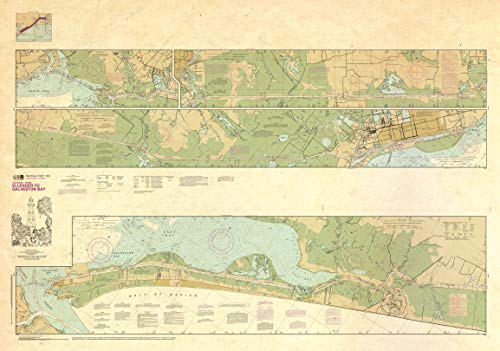 Paradise Cay Publications Antiqued NOAA Chart 11331: Intracoastal Waterway Ellender to Galveston Bay