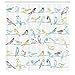 Ambesonne Birds Shower Curtain, Various Type of Birds Sitting and Chirping on Wires Musical Creatures Print, Cloth Fabric Bathroom Decor Set with Hooks, 69