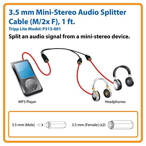 Tripp Lite Cable Adaptador Mini Stereo 3.5mm Y Splitter 1 ft miniatura 3