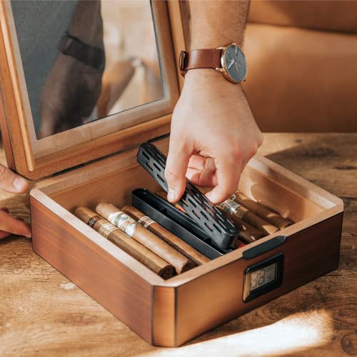 Case Elegance Mag Desktop Humidor, Easy Humidification System, Accurate Digital Hygrometer, Walnut Finish, Magnetic Seal, For 20-30 Cigars #TOP7