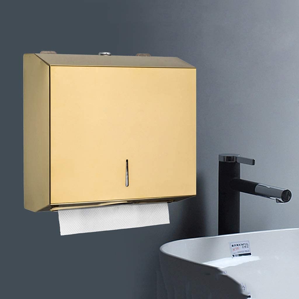 BKEKM Dispenser Salviette Dispenser di Asciugamani di Carta con Serratura Dispenser di Asciugamani di Carta Commerciale Porta Asciugamani di Carta per Montaggio a Parete in Acciaio Inossidabile Moda