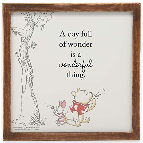 Image of Disney Winnie the Pooh Day Full of Wonder Framed Wood Wall Decor - Classic Winnie the Pooh Picture For Nursery or Playroom