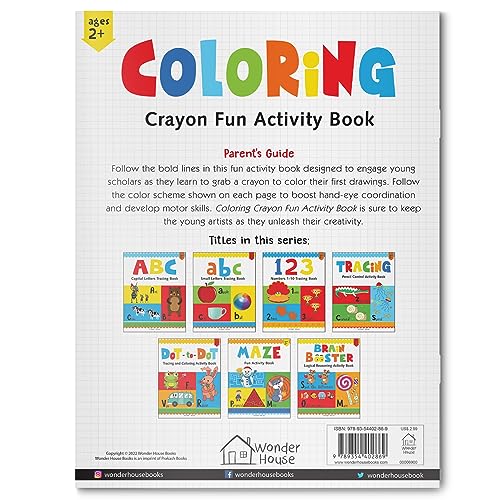Image of Preschool Activity Book: Coloring - Crayon Fun Activity Book for Kids Ages 3-5 | Big Pictures to Color, Shapes, Animals & More | Boost Creativity & Fine Motor Skills | 2+ Hours of Coloring Fun
