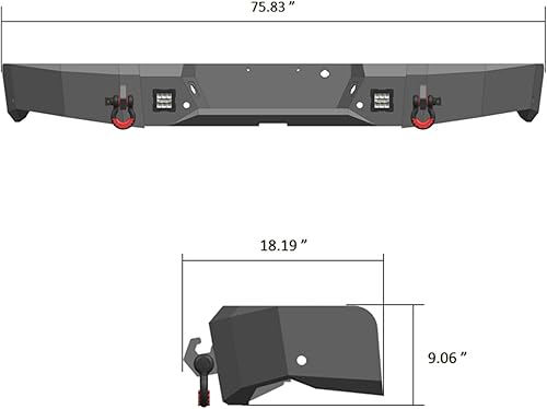 Miniatura 7 de LUYWTE Compatible con parachoques delantero y trasero de acero F150 2006-2007-2008 con placa de cabrestante, luces y anillos en D (textura negra)